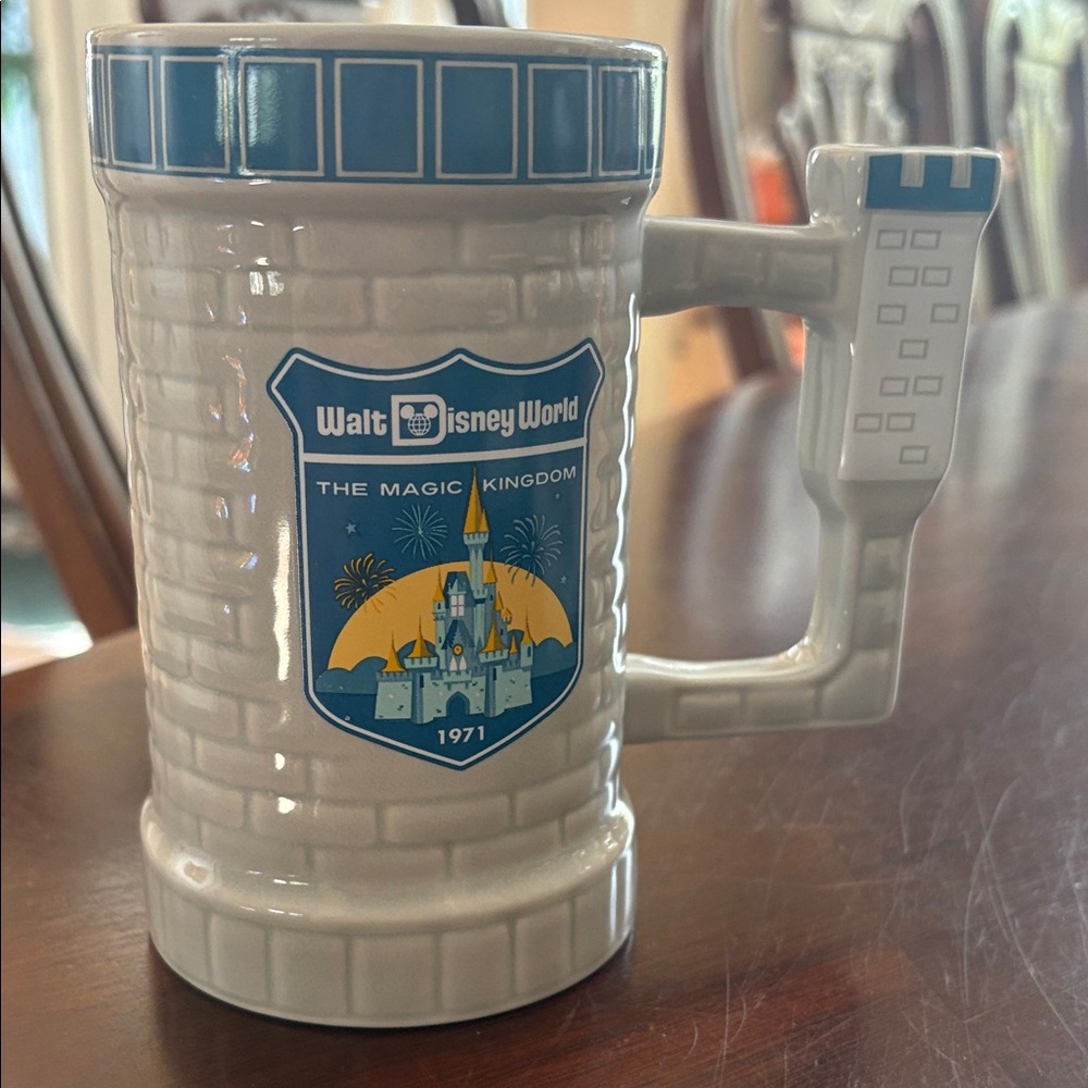 Vintage Walt Disney World 1971 Mug - White and Blue castle motif